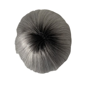 Precio al por mayor, superventas, varios tamaños, Ombre Color T # 1B/gris plata 8x10 Q6, sistema de <span class=keywords><strong>prótesis</strong></span> de cabello humano indio, tupé para hombres - Product Image 3