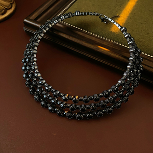 قلادة خانقة متعددة الطبقات مرصعة بالأحجار الكريمة اللامعة على شكل زهرة، مجوهرات أنيقة للنساء للاستخدام اليومي ومناسبات الحفلات - Product Image 4