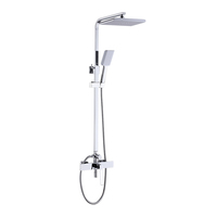 Sistema de Ducha de Latón para Montaje en Pared, 2 Funciones, Juego de Ducha de Lluvia Cuadrada Grande y Rociador de Mano, Kit Mezclador de Ducha para Baño