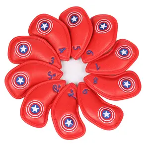 Disegno speciale Captain America Stile Impermeabile di Spessore di Cuoio DELL'UNITÀ di elaborazione Golf <span class=keywords><strong>Club</strong></span> Capo Covers per Ferro Da Golf headcover - Product Image 1