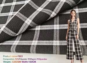 Polyester / Baumwollgarn Gefärbter Karo-Stoff mit Leinenoptik, Dehnbarer Webstoff für Modebekleidung, MOQ 2M, 130GSM, 150CM - Product Image 2