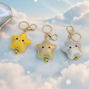 Healing PU Leather Star Keychain Pendant Cute Bell Carabiner Keychain Durable <b>Key</b> <b>Ring</b> <b>Bag</b> Decoration - Product Image 4
