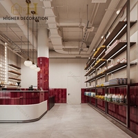 Vitrine de présentation de pâtisseries haut de gamme, comptoir de bar à café en marbre, mobilier de boulangerie sur mesure