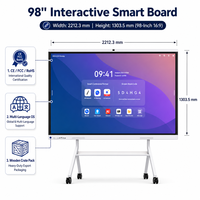 Tableaux blancs interactifs numériques LCD 4K UHD JH-98 de 98 pouces, double système d'exploitation Android et Windows, tableaux éducatifs intelligents 4K avec outils d'IA