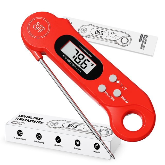 Rechargeable BBQ Meat Thermometer High Accuracy Digital Food Thermometer Backlight for Outdoor Kitchen Grill Smoker Oven Baking