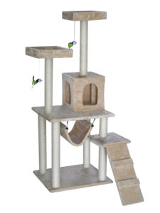 بيع بالجملة شجرة القط المستدامة سهلة التجميع مع خشب متين وأثاث القط القطيفة للف والتسلق - Product Image 5