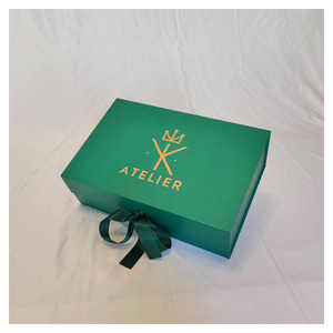 Logotipo personalizado cinta verde plegable lujo rígido embalaje gran cesto magnético caja de regalo - Product Image 3