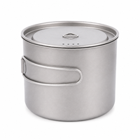 Pot de camping en titane de 1600 ml avec couvercle, pot pliable ultraléger pour la cuisine en plein air, pot en titane pur pour la randonnée et le bushcraft
