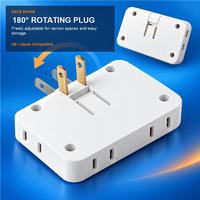 Adaptateur universel transfrontalier 10A 110V 180 degrés ultra-mince, prise quatre voies avec fiche pivotante en laiton et cuivre