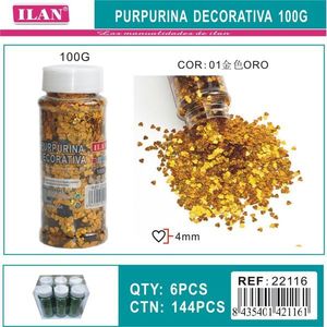 Glitter Decorativo Ilan 100G Colore Oro Paillettes 4mm per Lavori Artigianali - Product Image 1