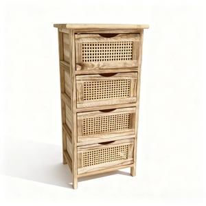 Armoire de rangement classique en rotin et bois massif, <span class=keywords><strong>tiroir</strong></span> en bois, chambre à coucher, salon, salle à manger, décoration d'intérieur - Product Image 5