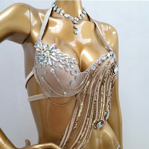 Nouvel ensemble 3 pièces de <span class=keywords><strong>costume</strong></span> de danse orientale pour femme adulte, soutien-gorge et jupe, fait main, perlé, pour spectacle - Product Image 2