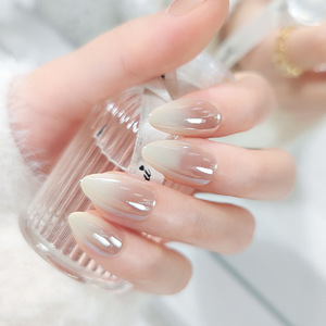 Autocollants de luxe en gel <span class=keywords><strong>bleu</strong></span> foncé avec diamants Faux ongles Presse à amande Artificiels pour salon - Product Image 6