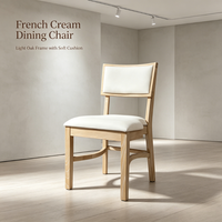 Chaise de salle à manger rembourrée en chêne massif de style ferme moderne, avec un design durable et stable pour une utilisation commerciale dans les restaurants