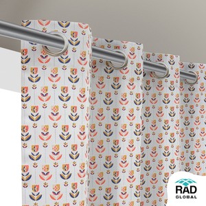 Rideaux imperméables Folk Flower avec tissu polyester teint en masse de qualité supérieure pour balcon extérieur, patio et jardin - Product Image 3