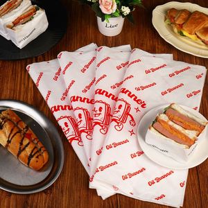 กระดาษรองจานกันไขมันสำหรับอาหาร ขนาด 28*38 ซม. พิมพ์โลโก้ตามสั่ง บรรจุภัณฑ์เบเกอรี่ กระดาษห่อพิมพ์โลโก้ตามสั่ง - Product Image 1