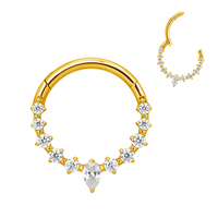GZN Prêt à Expédier ASTM F136 Titanium Pearl Segment Hinged Nose Rings Jewelry Piercings Hoop Ring Fashion Earring Jewelry