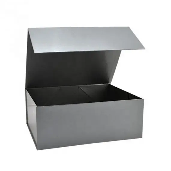 Kotak Hadiah Magnetik Dapat Dilipat Warna Perak Metalik Kustom Kotak Kemasan Baju Kustom Kotak Kemasan Mewah