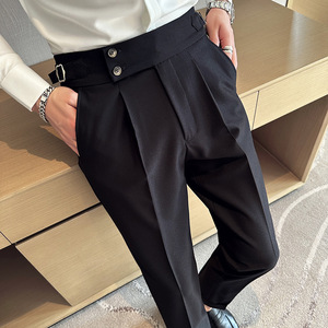 <span class=keywords><strong>Pantalon</strong></span> <span class=keywords><strong>de</strong></span> <span class=keywords><strong>costume</strong></span> drapé d'affaires pour hommes printemps/été <span class=keywords><strong>pantalon</strong></span> à jambe droite taille haute sans repassage - Product Image 5