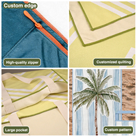 Premium Printed Polyester 2-in-1 Surf Poncho Beach Towel Tote Bag Quick Dry Sand Free Super Absorbent Microsuede Swimwear