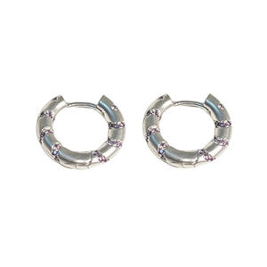 Exquisitos Pendientes de Plata de Ley S925 con Microincrustaciones de Cristales de Lavanda Esmerilados, Diseño de Broche - Product Image 5