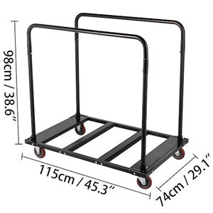 Jh-mech – support de Table pliante noir pour Tables rondes de 60 pouces, cadre en acier robuste, roulettes roulantes, chariot de chaise pliante - Product Image 4
