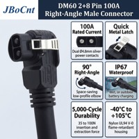 JBoCnt DM60 2+8 Pin 100A Stecker 90 Grad Winkel IP67 DC 500V 5000 Zyklen UL94-V0 Flammhemmend Messing/Vergoldet