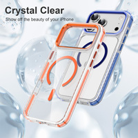Coque de téléphone magnétique à chargement sans fil pour iPhone 16 15 17 Pro Max, transparente, antichoc, avec protection d'objectif en métal