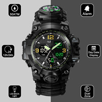 Jam Tangan Olahraga Survival Outdoor Pria Grosir Layar Ganda Analog Digital Multifungsi Taktis Laris Manis