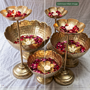 Ensemble de bols Taj en or martelé, porte-bougie en forme de pétale de fleur, fait main, décoration de mariage, décoration de la maison, centre de table - Product Image 2