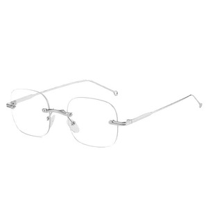 Gafas Ópticas Plateadas Sin Montura, Lentes Transparentes Cr39, Montura Mediana, Diseño Unisex - Product Image 1
