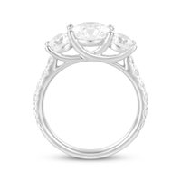 Zertifizierter CVD Labor-gezüchteter Massivgold-Ring mit Rundschliff und drei Steinen, maßgefertigter Schmuck für Damen-Hochzeiten