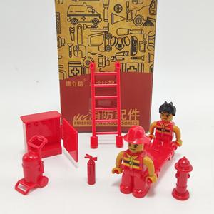 Children's Firefighter Q Version Doll Educational Toy with Building Blocks and <b>Fire</b> Accessories Silicone & TPE Material 22cm - Product Image 1