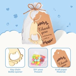 50 abridores de botellas con forma de huella para recuerdos de baby shower, con bolsas de organza, etiquetas y 20 metros de cuerda - Product Image 6