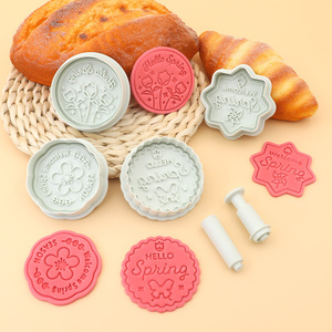 Série originale sur le thème du printemps, <span class=keywords><strong>emporte</strong></span>-pièces en plastique écologiques en forme de dessin animé, 4 pièces, outils de pâtisserie, lavables au lave-vaisselle - Product Image 2