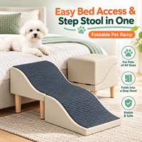 Rampe pliable de luxe pour animaux de compagnie, escalier pour petits chiens et chats, antidérapant, durable, design moderne, forme ondulée, rangement facile, pieds en bois massif