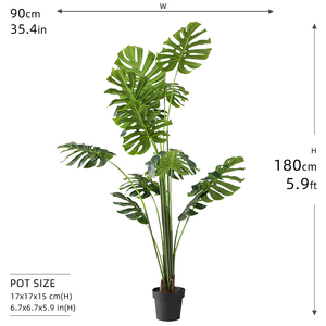 Haute qualité Real Touch plastique artificiel Monsteras feuilles plantes décoration extérieure arbre artificiel plante artificielle spécifique - Product Image 2