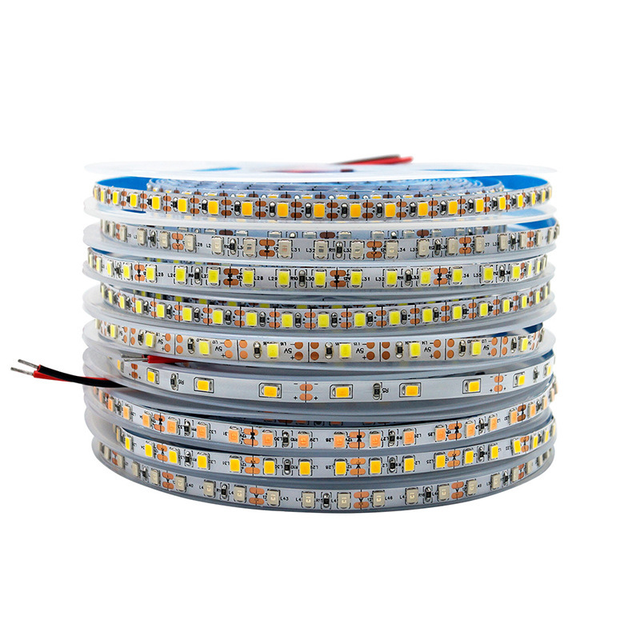 Factory Price 50m 12V SMD Double Color Led Waterproof Flexible Led Strip Light 2835 CCT Adjustable LED Strip 120LED 240LED