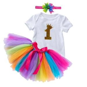Maglietta bianca per bambine top camicia Tutu fascia 3 pz buon <span class=keywords><strong>compleanno</strong></span> 1 ° <span class=keywords><strong>compleanno</strong></span> vestito DGHB-021 - Product Image 2