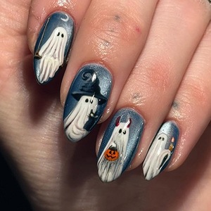 <span class=keywords><strong>Uñas</strong></span> Postizas de Halloween al por Mayor, <span class=keywords><strong>Cortas</strong></span>, Almendradas, Diseño Frankenstein en Verde Neón y Morado, 24 Piezas, Estilo Retro - Product Image 2