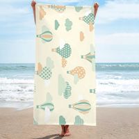 Handuk Pantai Poliester Motif Balon Udara & Awan - Dapat Disesuaikan, Cepat Kering, Daya Serap Tinggi, Warna Pastel, Ukuran Besar, Handuk Liburan Tepi Laut
