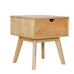 Nordic Style Solid Wood Nightstand With <b>Drawer</b> Storage For Bedroom - Product Image 3
