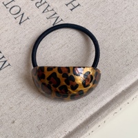 Daou 5cm Mini Élastique à Cheveux Fin Motif Léopard avec Nœud, Fleur en Forme de Cœur et Strass, Accessoire de Coiffure Élégant pour Femme et Fille, Décoration Capillaire