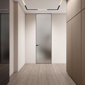 <span class=keywords><strong>ประตู</strong></span>ห้องน้ำที่สวยงามของ Song Dynasty กรอบสีดำบางพิเศษพร้อมอลูมิเนียมอัลลอยด์แบบเปิดธรรมดา - Product Image 4