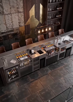 Comptoir de bar multifonctionnel en acier inoxydable sur mesure avec portes coulissantes, dégivrage automatique, plage de température de -5°C à 5°C, Belson 220V