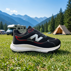 Zapatillas Deportivas Negras de PU Unisex con Cordones, Calzado Casual para Caminar y Entrenar, Envío Aleatorio, Talla L - Product Image 2