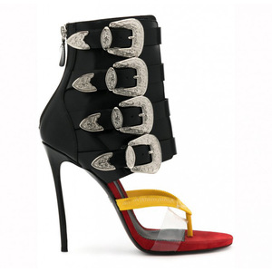 Sandalias de Verano Sexys para Mujer, Sandalias Abiertas con Plataforma y Tacón de Cuña, con Hebilla, Parte Superior de PU y Suela de Goma - Product Image 3