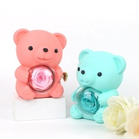 Idées de cadeaux romantiques nouveau collier rotatif d'ours en peluche boîte-cadeau d'ours de câlin de fleur de rose éternelle pour la Saint-Valentin fête des mères