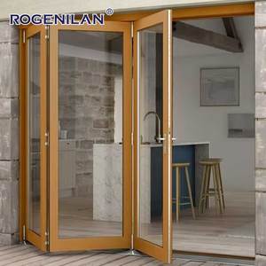 <span class=keywords><strong>Porte</strong></span>-fenêtre coulissante en accordéon à double vitrage personnalisée, pliable, en aluminium imperméable, portes pliantes en verre pour l'extérieur - Product Image 1