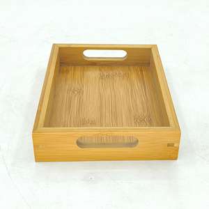 Petit plateau décoratif en bambou pour manger, plateau de fête pour servir, plateau décoratif pour comptoir de cuisine, rectangle - Product Image 3